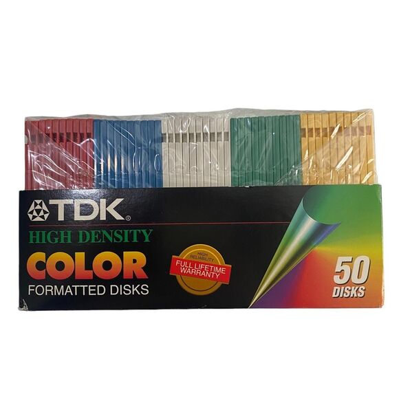 TDK 50 High Density Color Formatted Disks NIP New - Picture 2 of 7